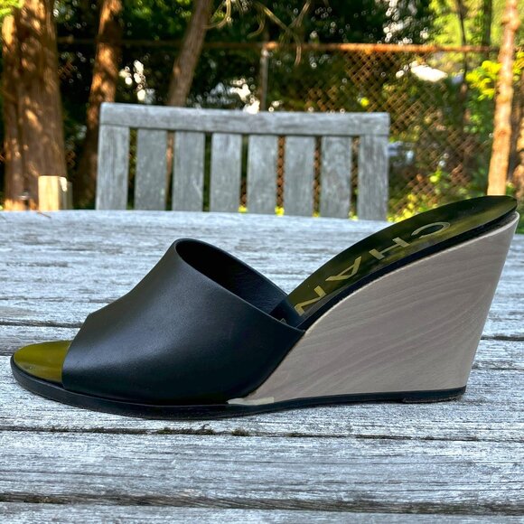 AUTHENTIC CHANEL Black Wedges - Picture 9 of 11